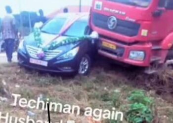 Bride and Groom Survive Serious Car Crash on Wedding Day in Techiman [Watch Video]
