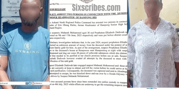 POLICE ARREST TWO IN CONNECTION WITH MURDER OF FORMER DAMPONG SHS HEADMASTER