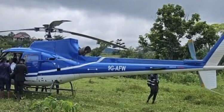 Helicopter Makes Emergency Landing at Ampekrom-Nkawkaw